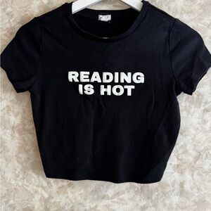 Garage Black Crop Top with White Text